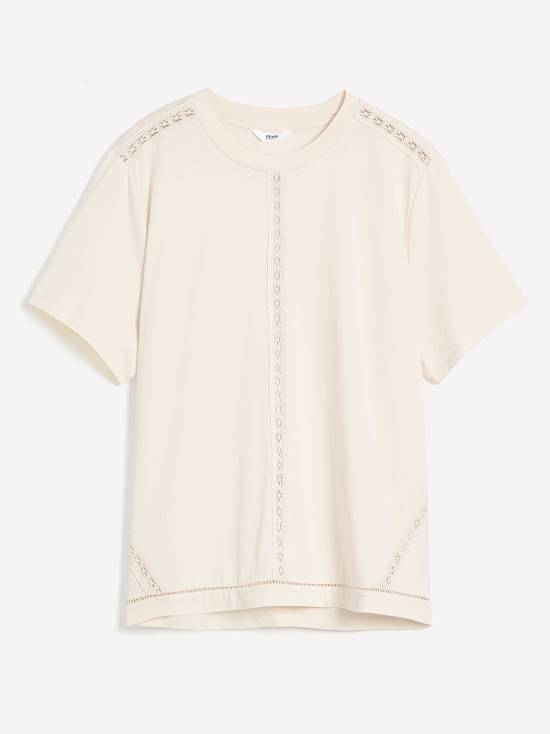 Crewneck Top with Crochet Details