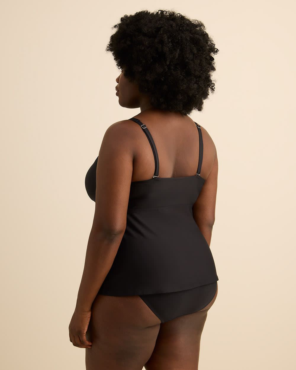 Black Halter Effect Tankini Top