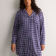 Short Blue Plaid Buttoned-Down Sleepshirt - tiVOGLIO