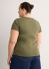 Grey Pointelle Knit Fitted Short-Sleeve T-Shirt