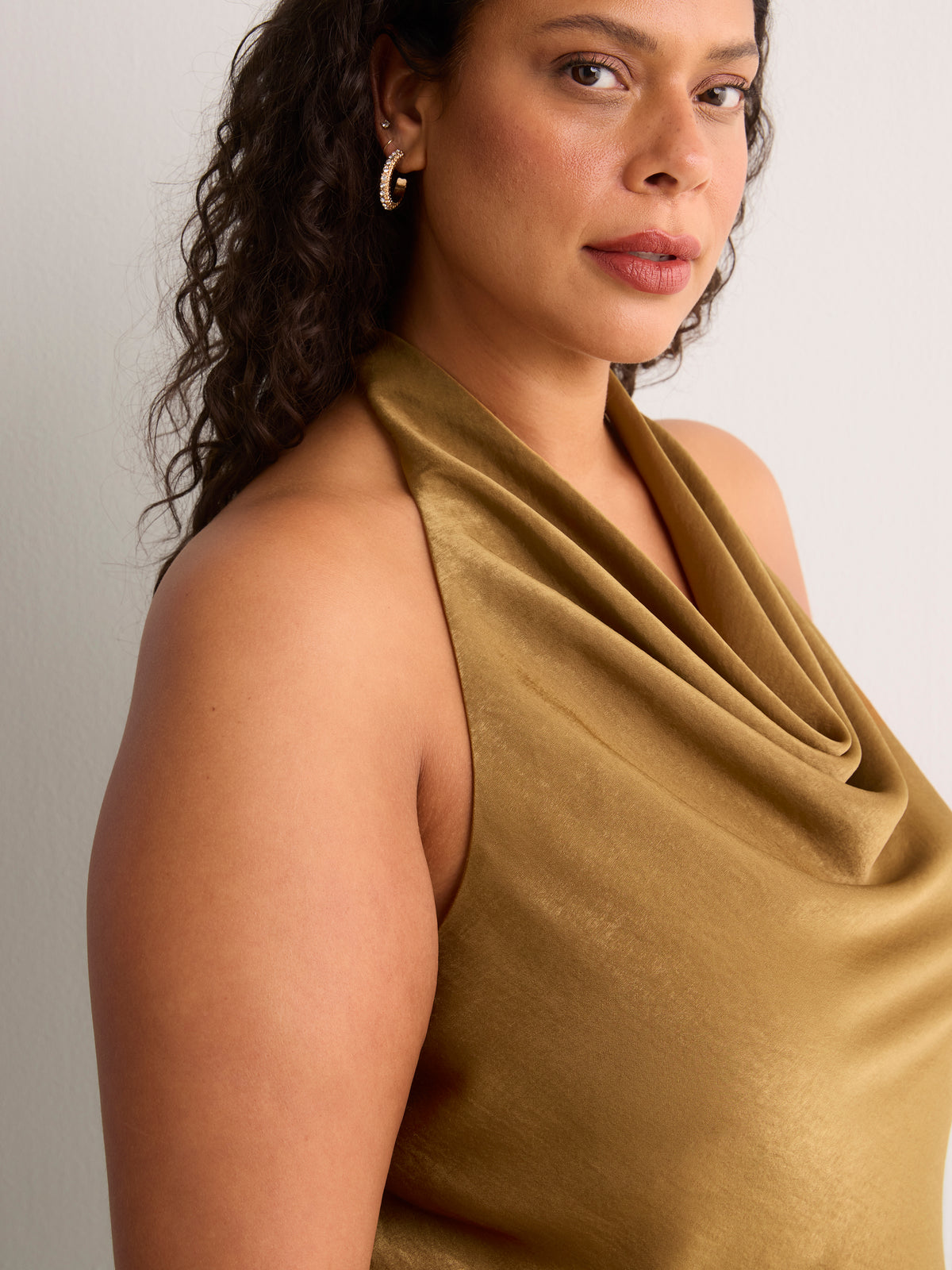 Satin Straight Sleeveless Halter Top