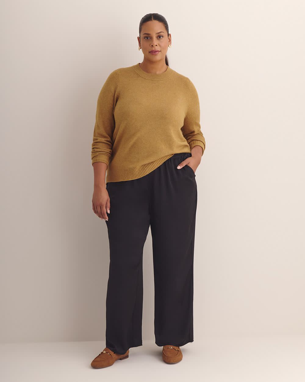 Penningtons Women's Wide Leg Pant – Satin, Pull-On, Slanted Pockets