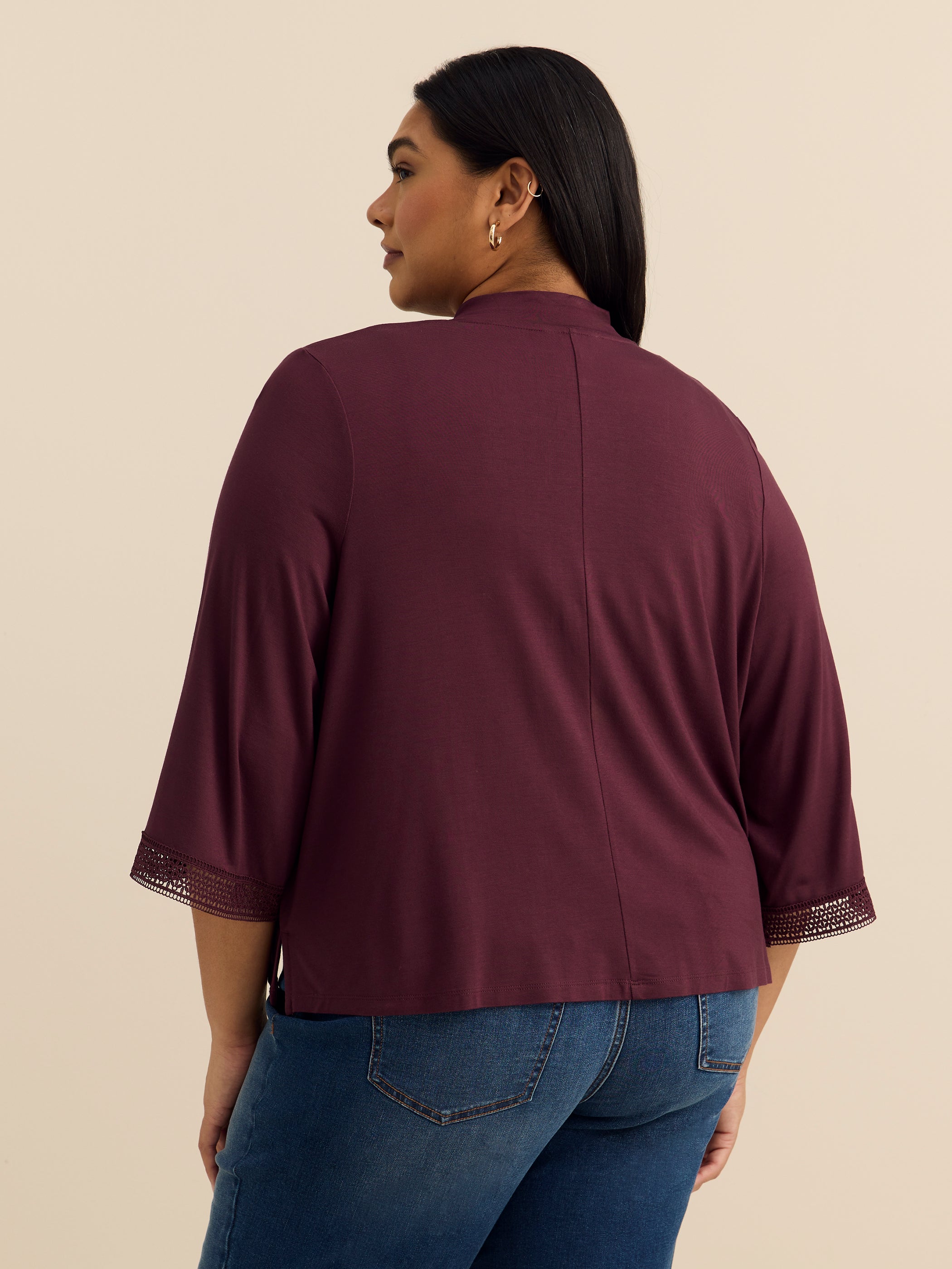 Responsible, Open Front 3/4 Sleeve Cardigan