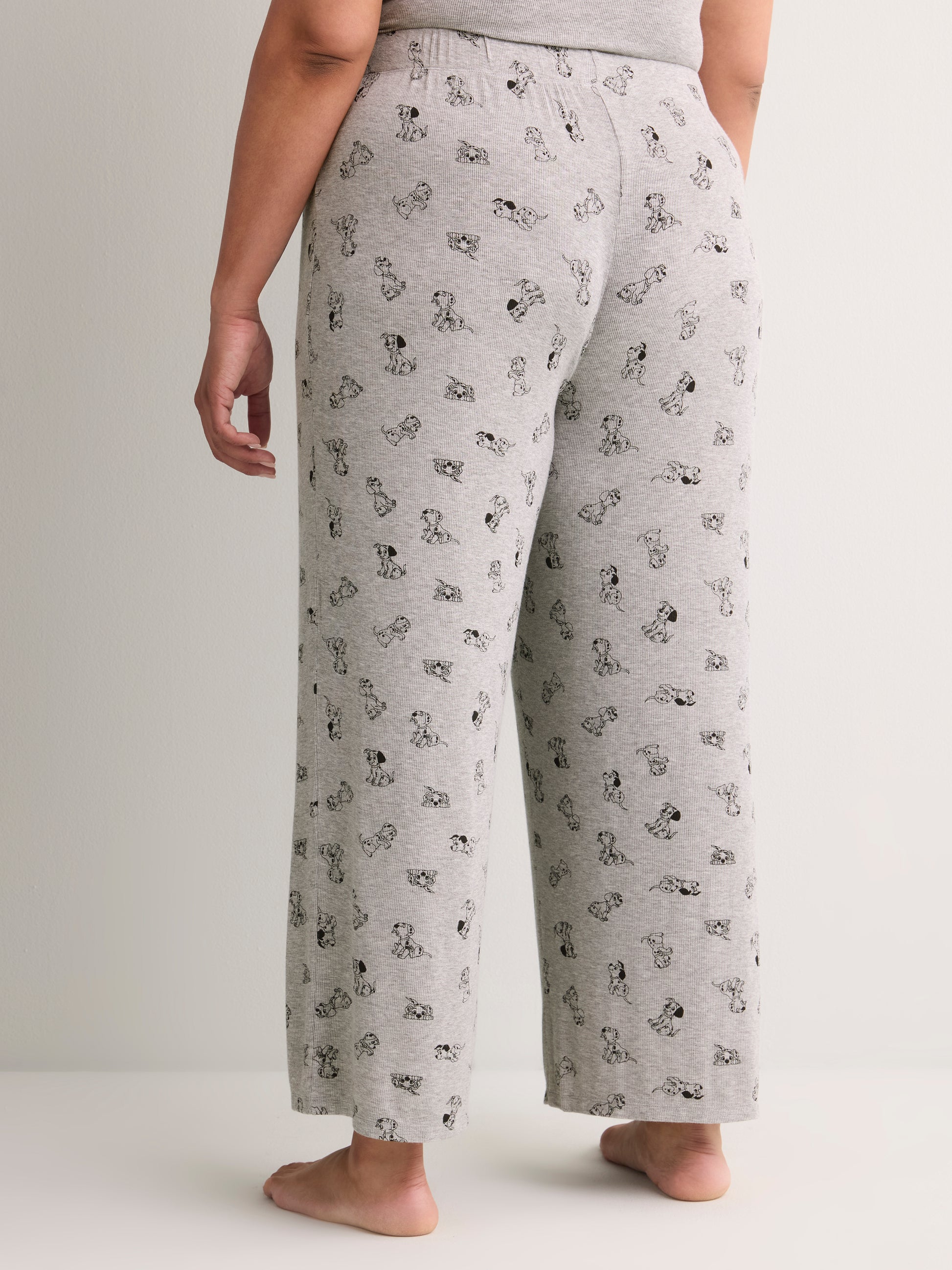 Grey Textured Knit Pyjama Pant with Dalmatian Print - Disney