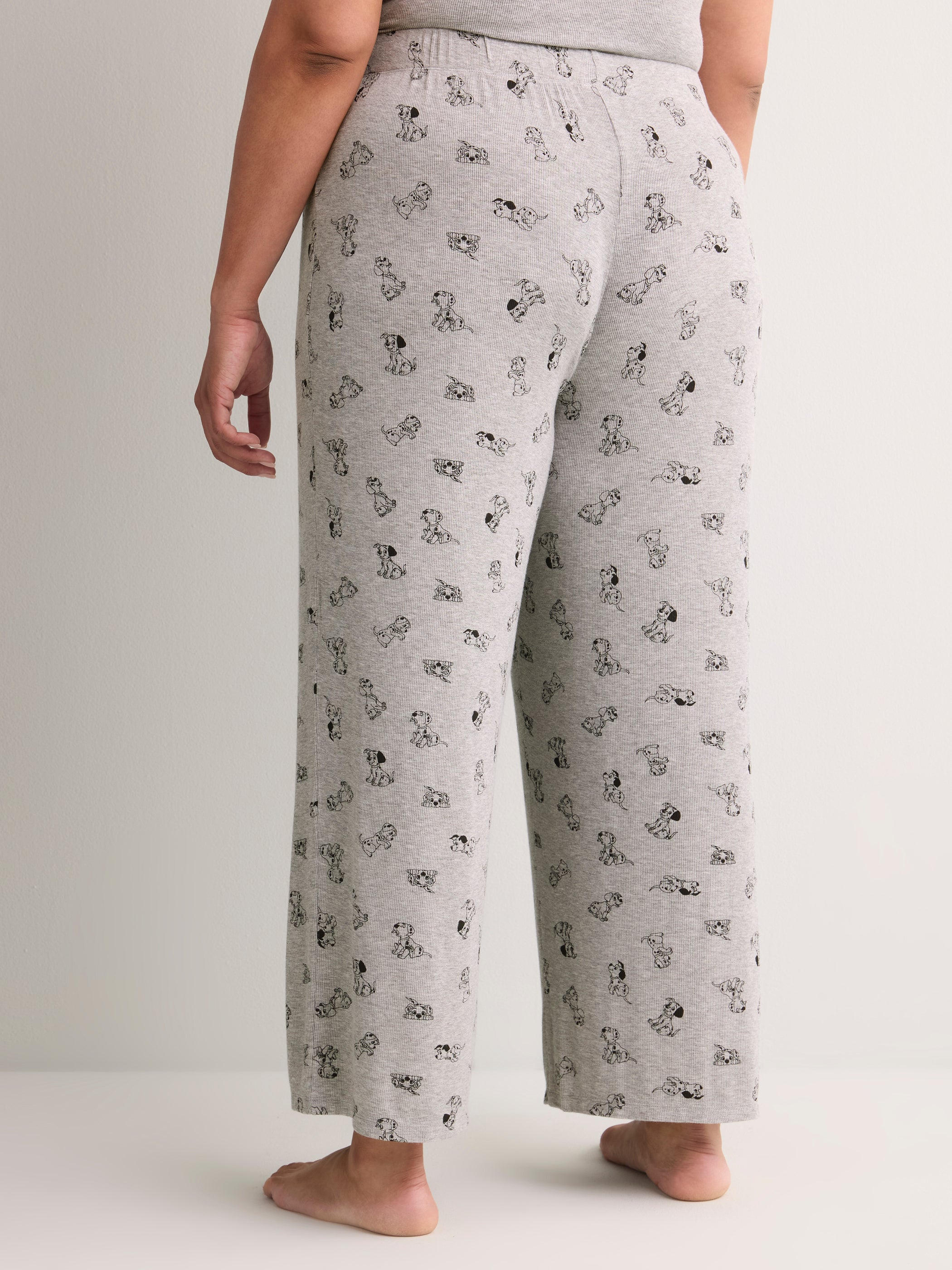 Grey Textured Knit Pyjama Pant with Dalmatian Print - Disney