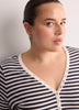 Short-Sleeve V-Neck Henley Shirt with Stripes