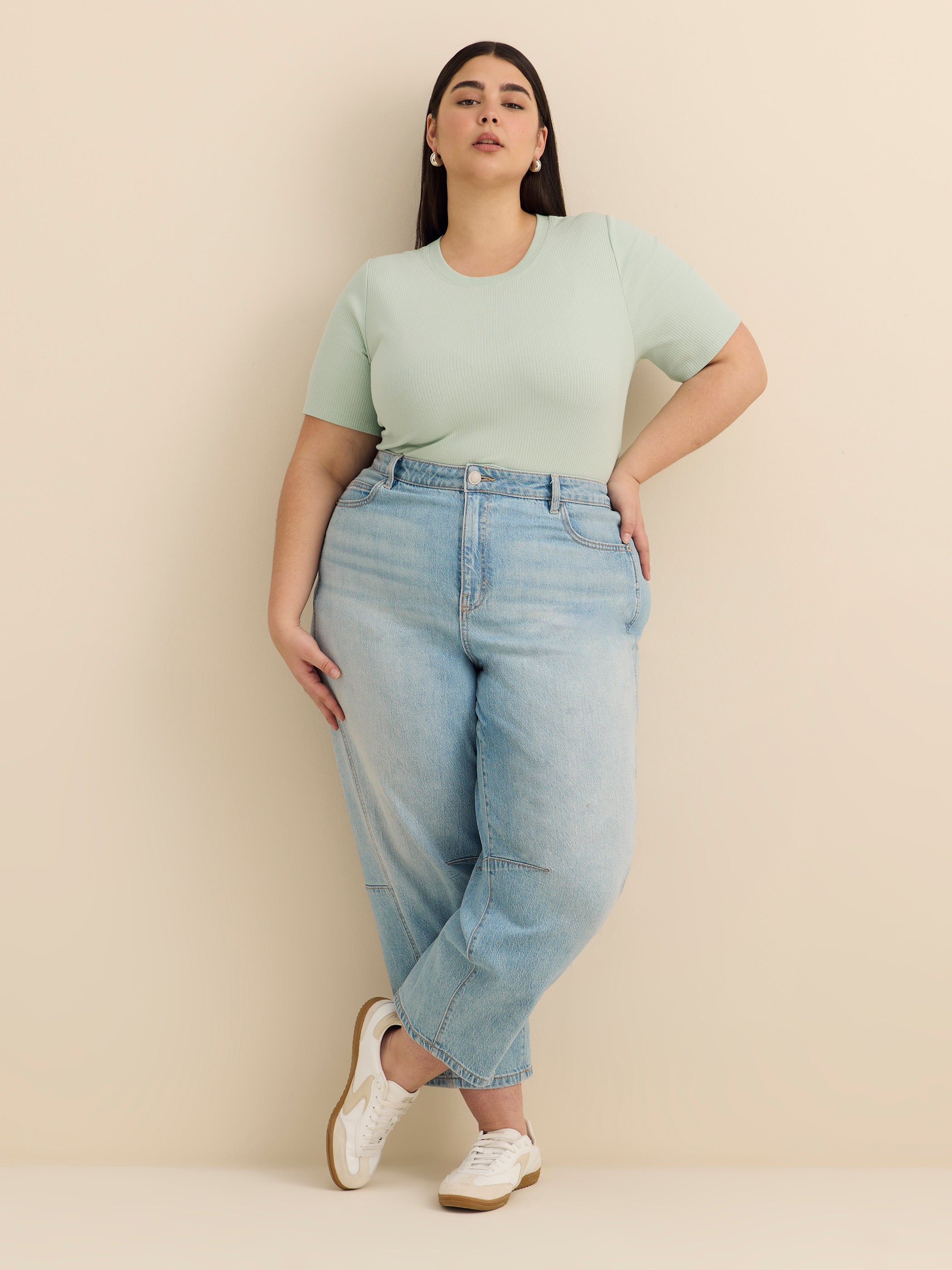 Curvy-Fit Crewneck Tee with Placement Print