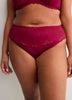 Red Microfibre Thong with Wide Lace Waistband - Déesse