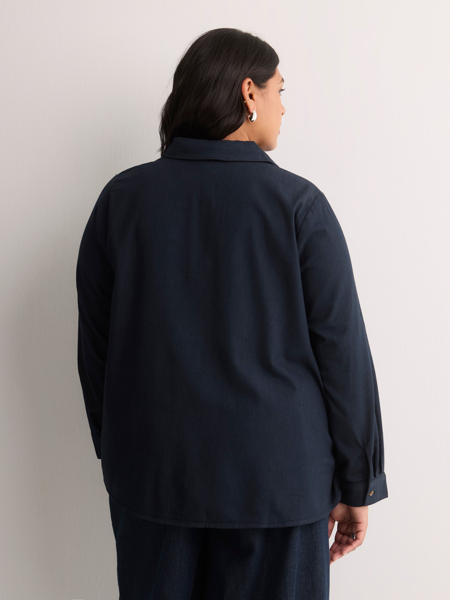 Denim Buttoned Down Shirt with Scarf Collar