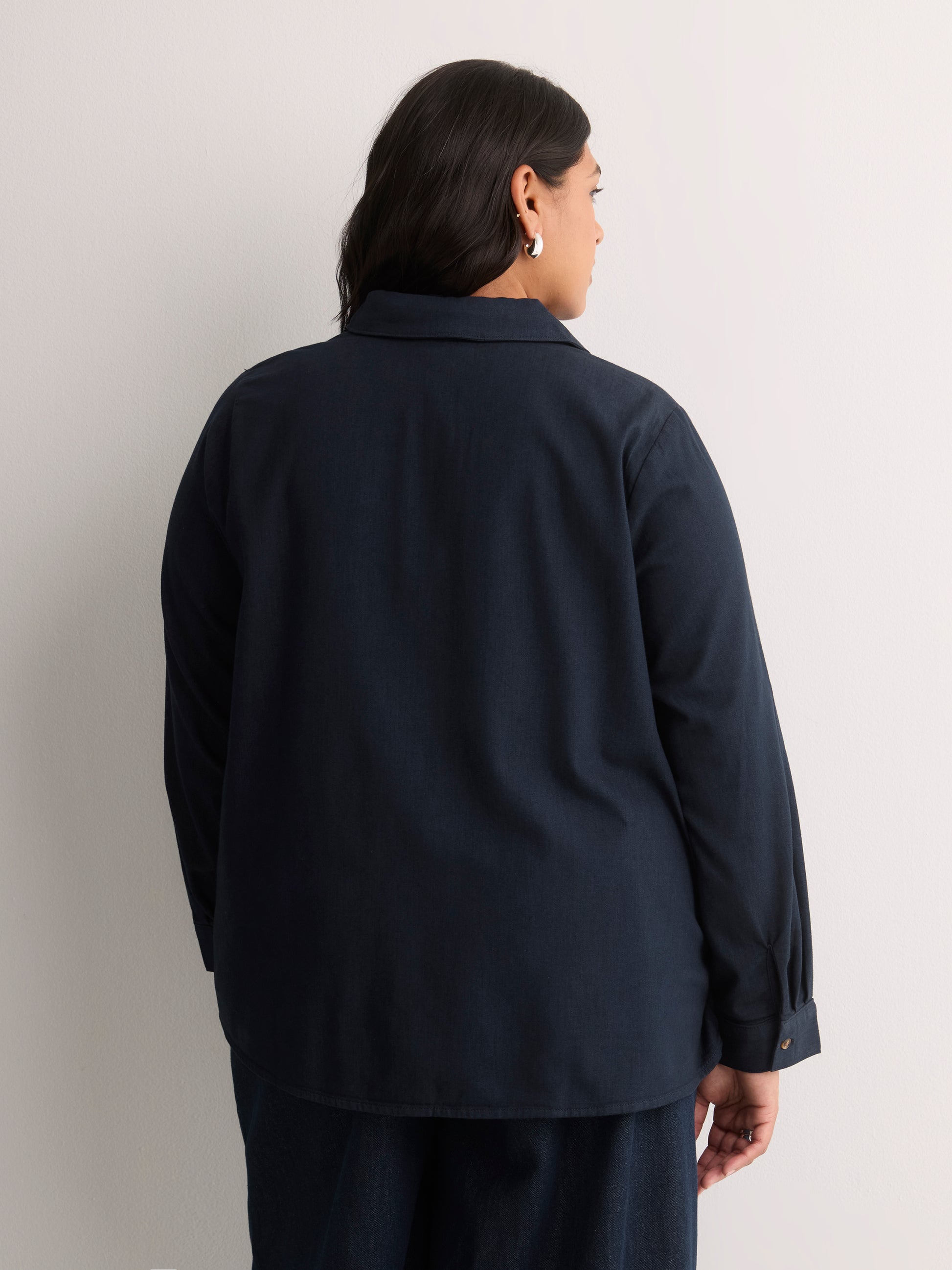 Denim Buttoned Down Shirt with Scarf Collar