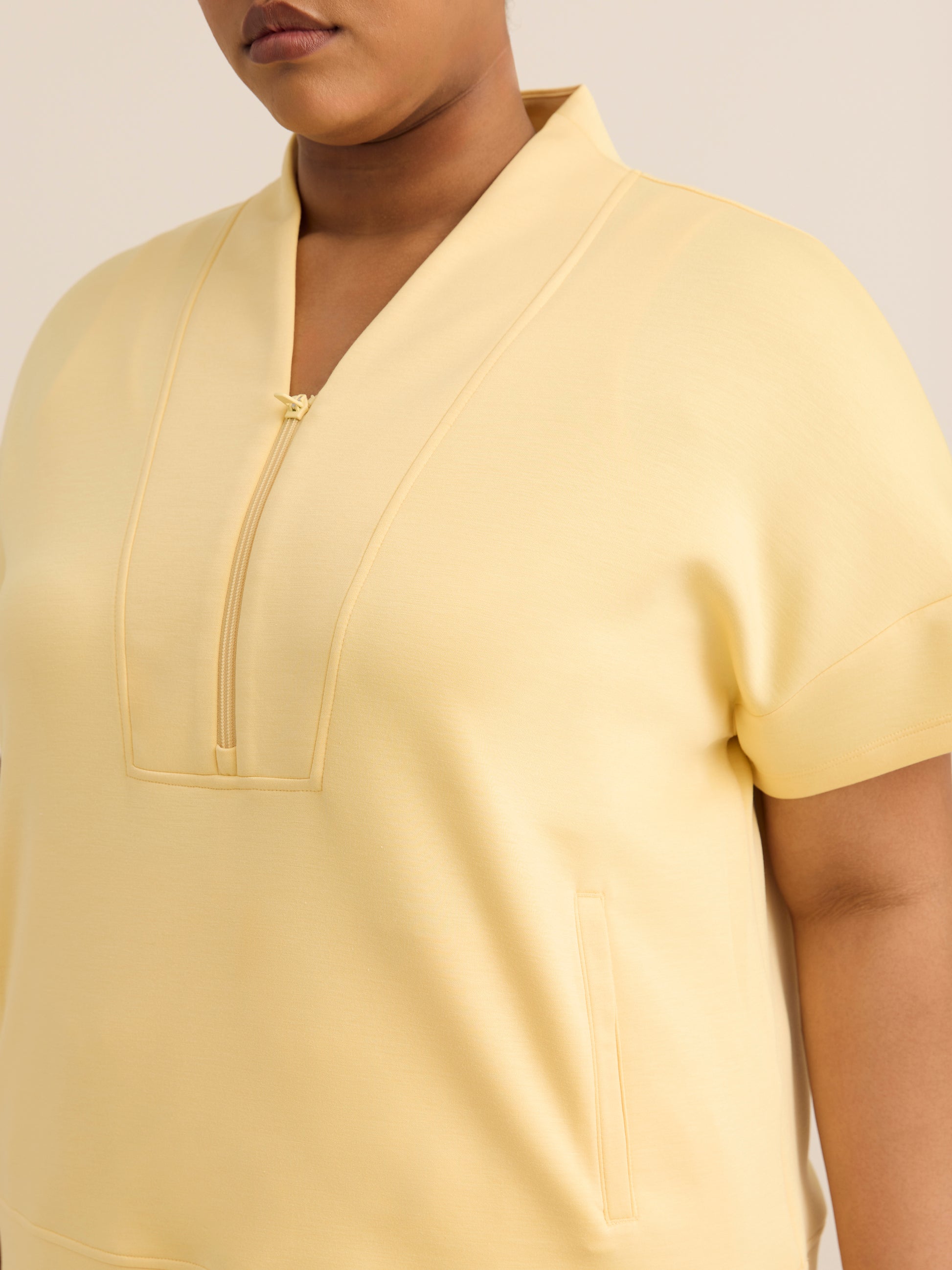 Responsible, Half-Zip High-Neck Cap-Sleeve Sweatshirt - Active Zone