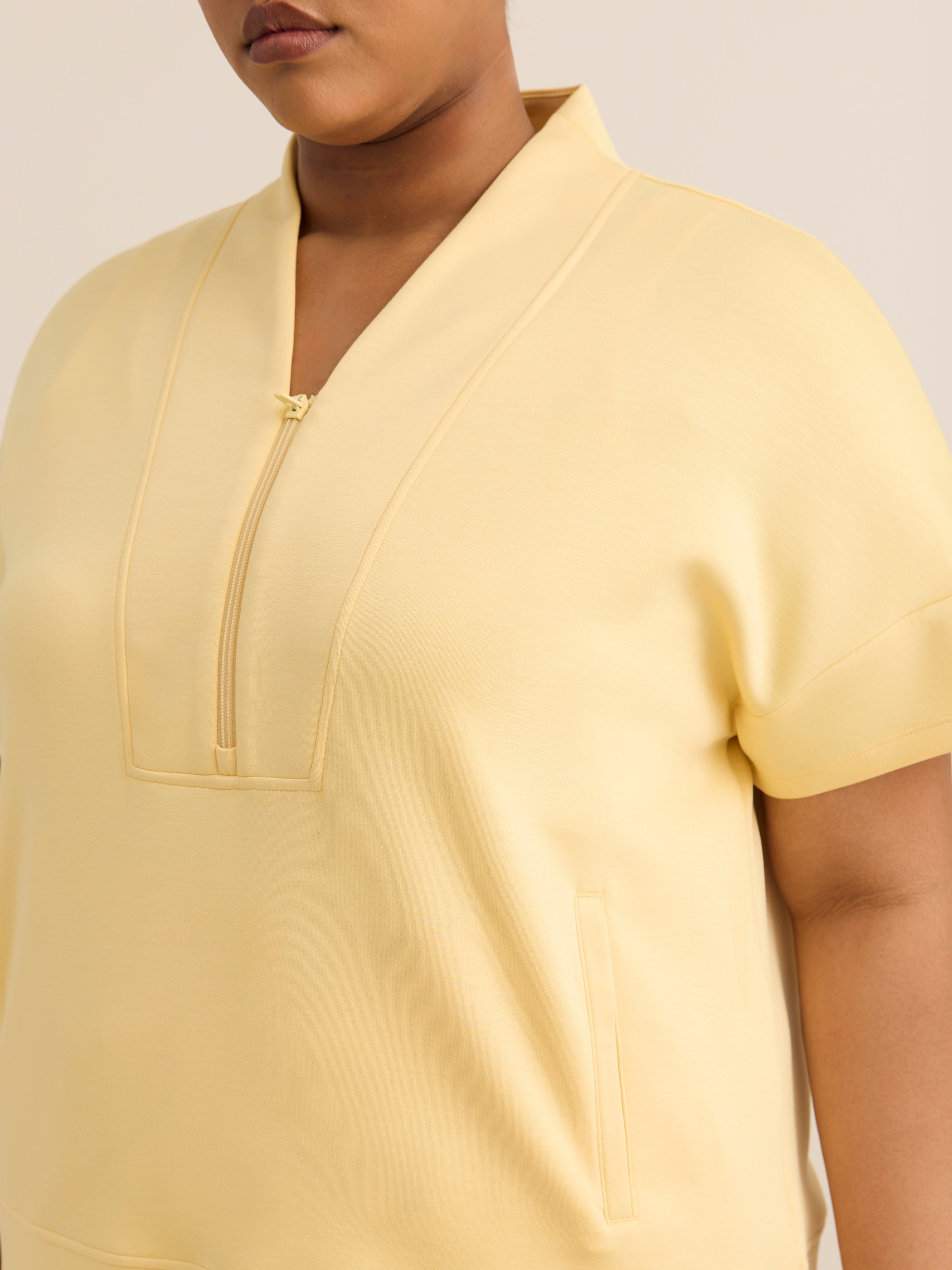 Responsible, Half-Zip High-Neck Cap-Sleeve Sweatshirt - Active Zone