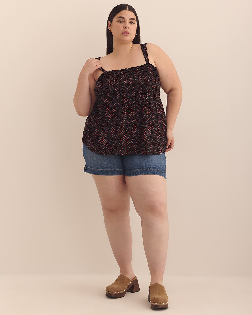 Smocking Knit Top with Large Straps