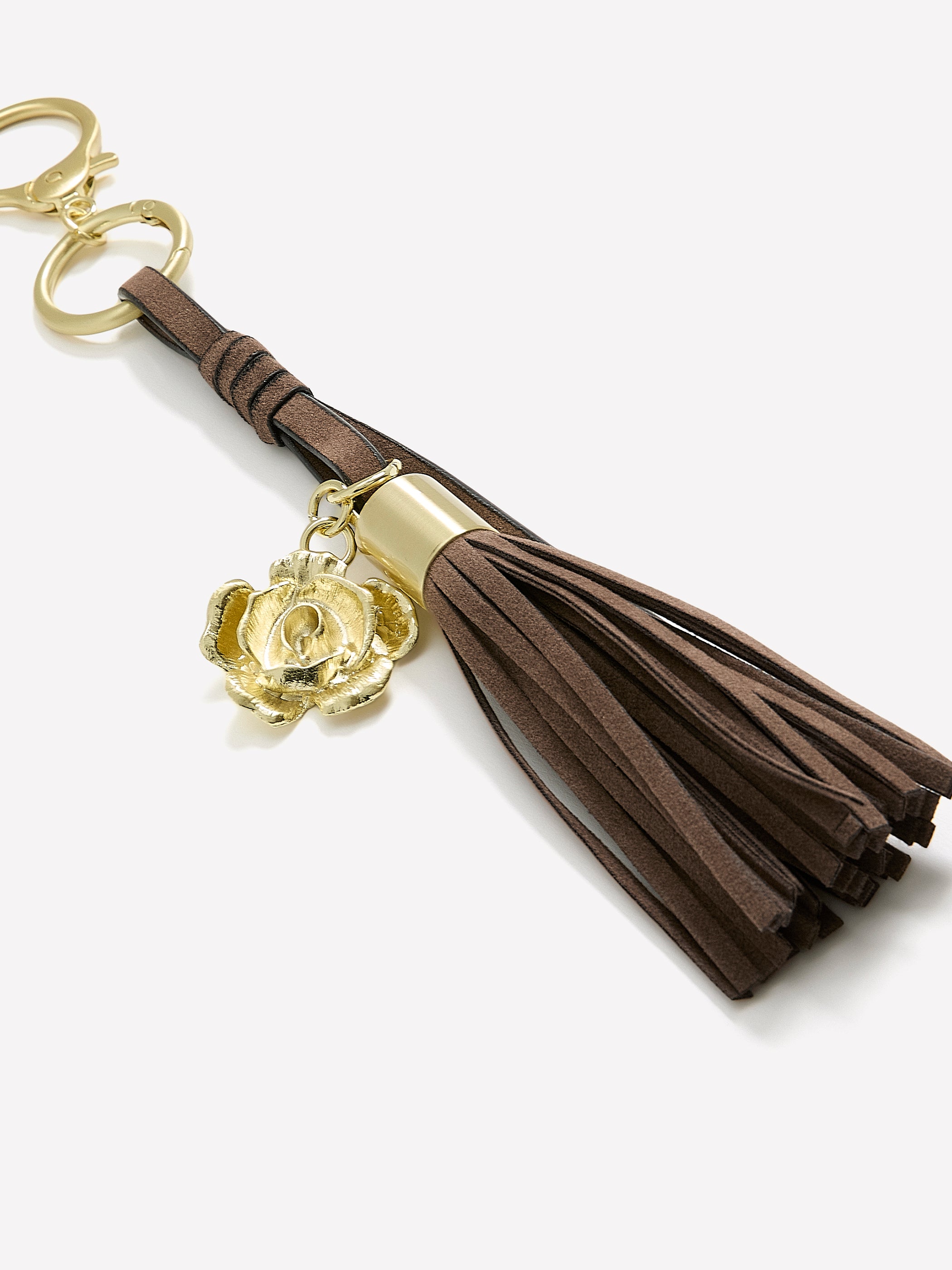 Key Chain Bag Charm with Tassel and Rose