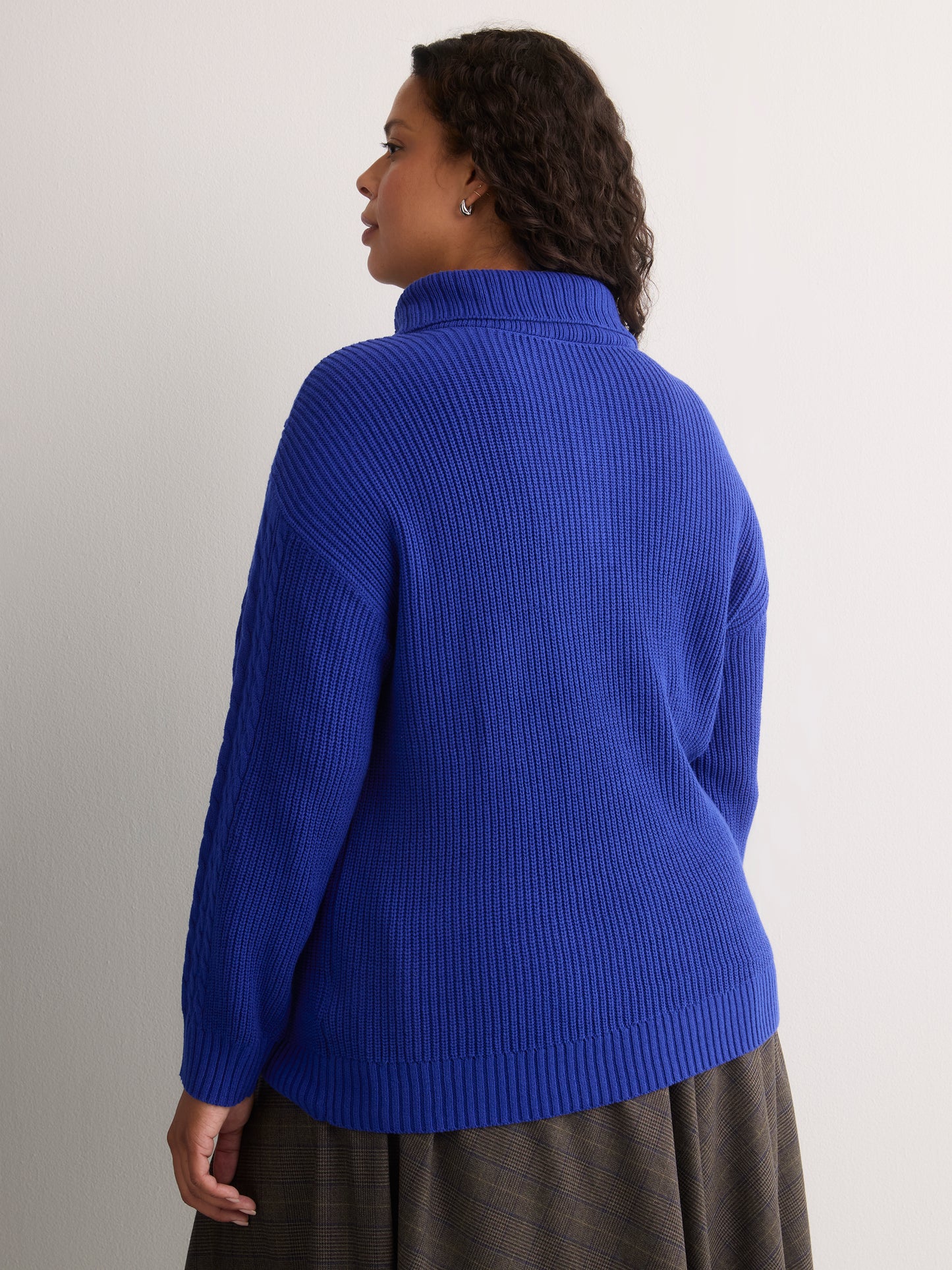 Loose Half-Placket Cable Knit Sweater