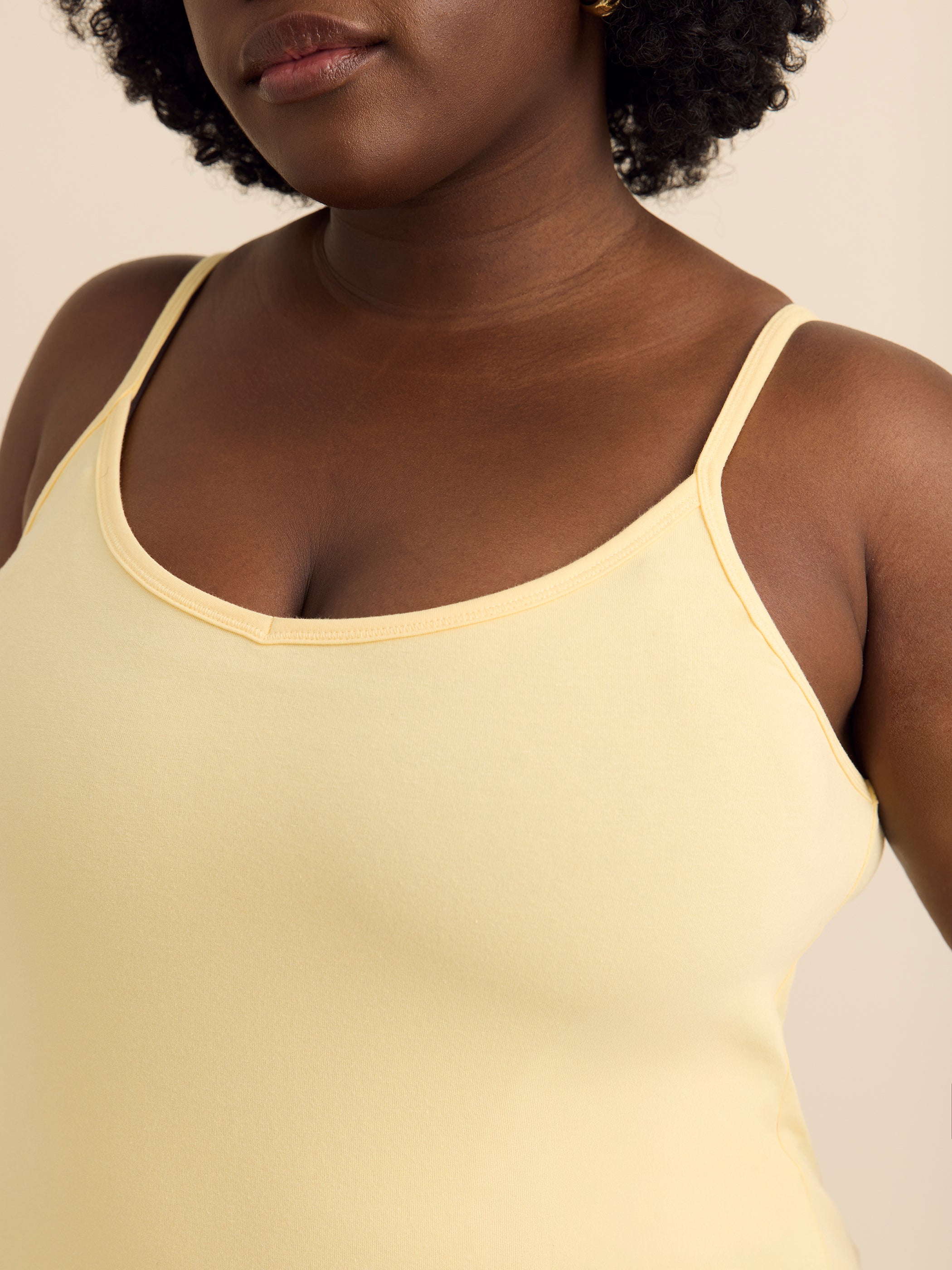 Solid Cotton Fitted Cami with Adjustable Straps