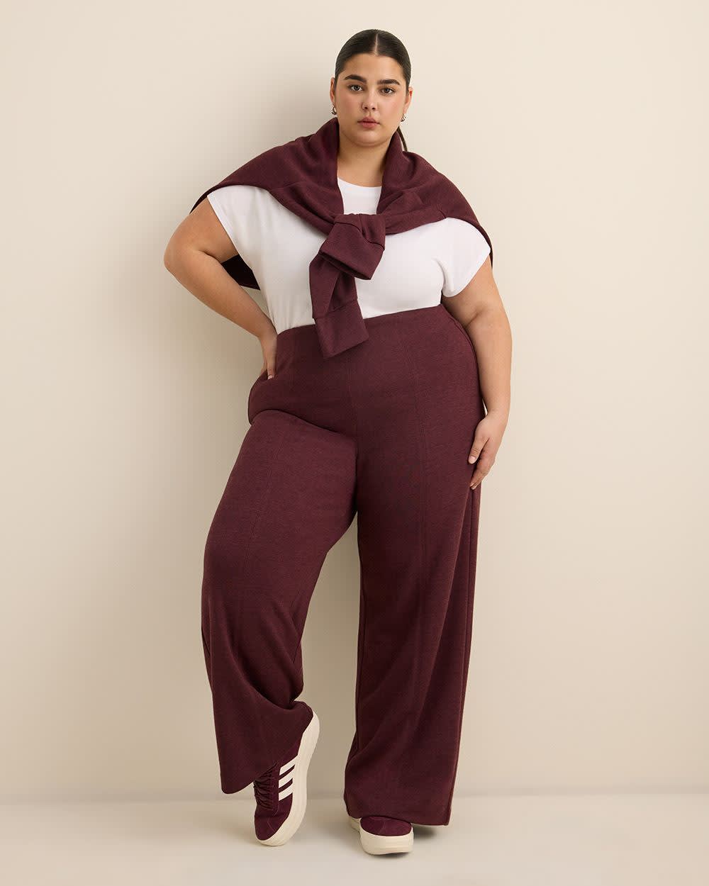 Pull-On Wide-Leg Knit Pant