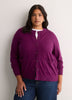 Dark Buttoned-Down Cotton Blend Crew Neck Cardigan