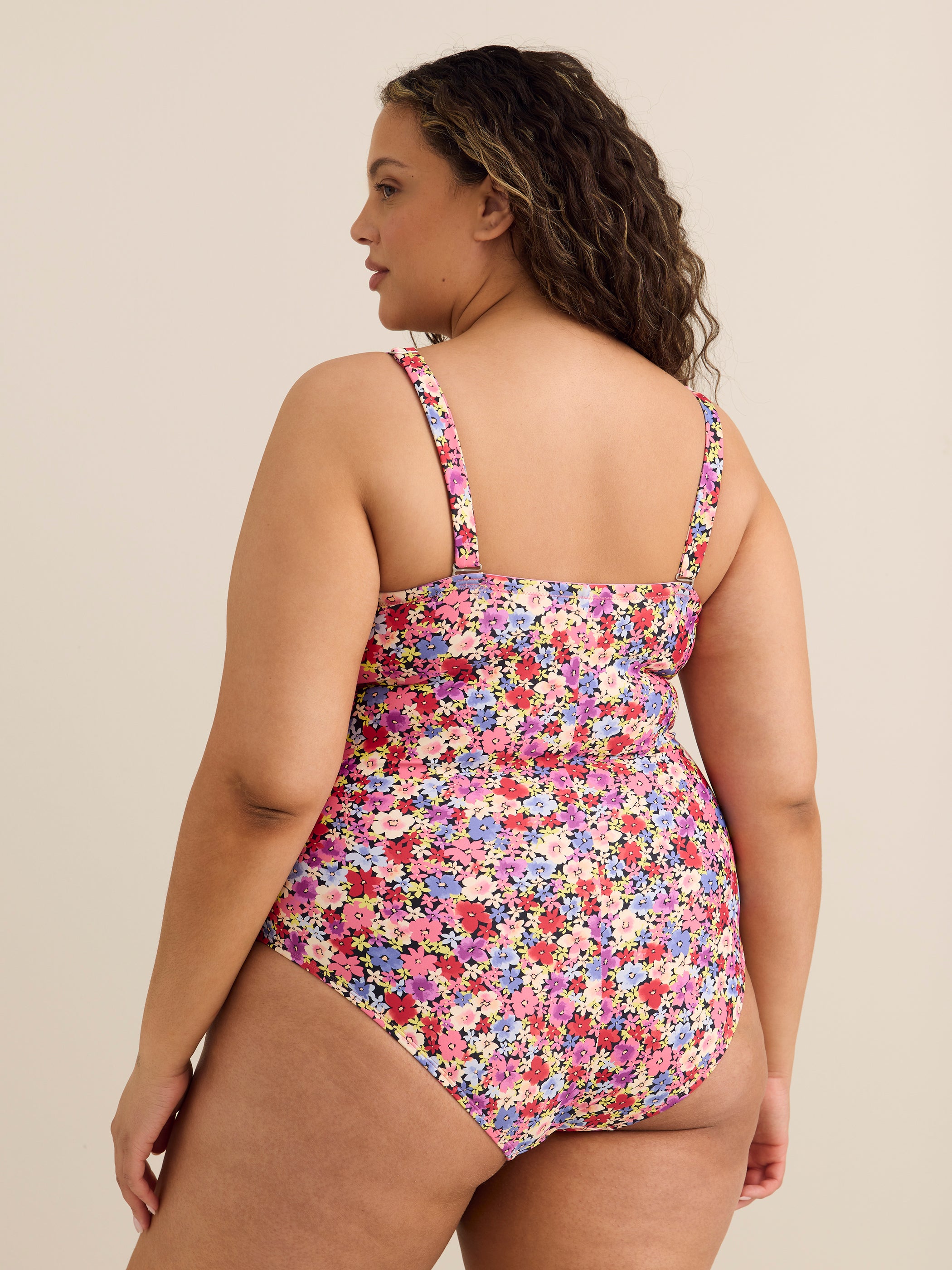 Floral Smocked Bandeau One-Piece Swimsuit