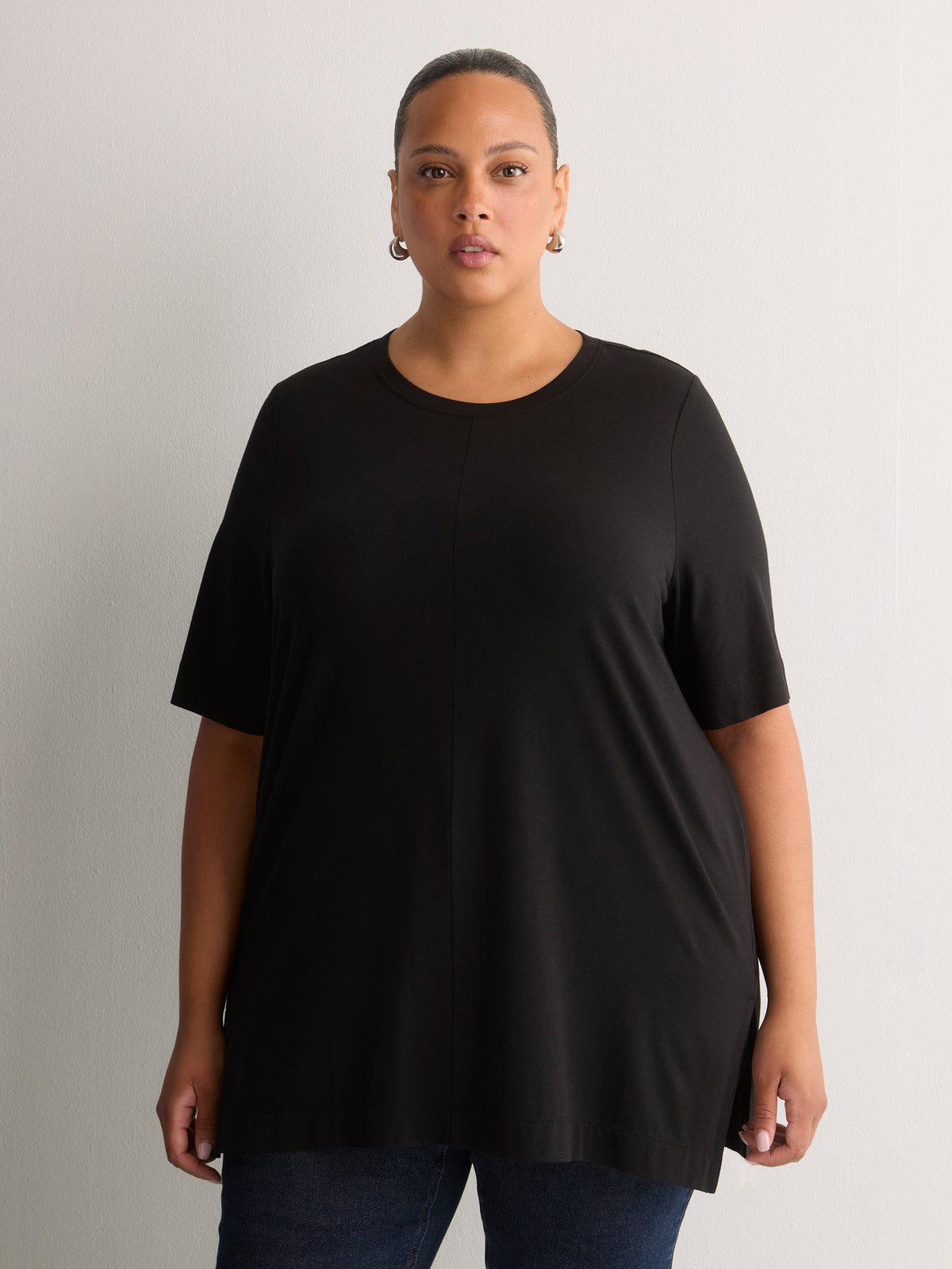 Responsible, Straight Cotton Knit Crew Neck Tunic