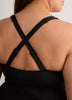Black Shirred Mid-Leg One-Piece Swimsuit