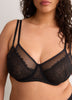 Black Unlined Underwire Double-Layer Lace Bra - Déesse Collection