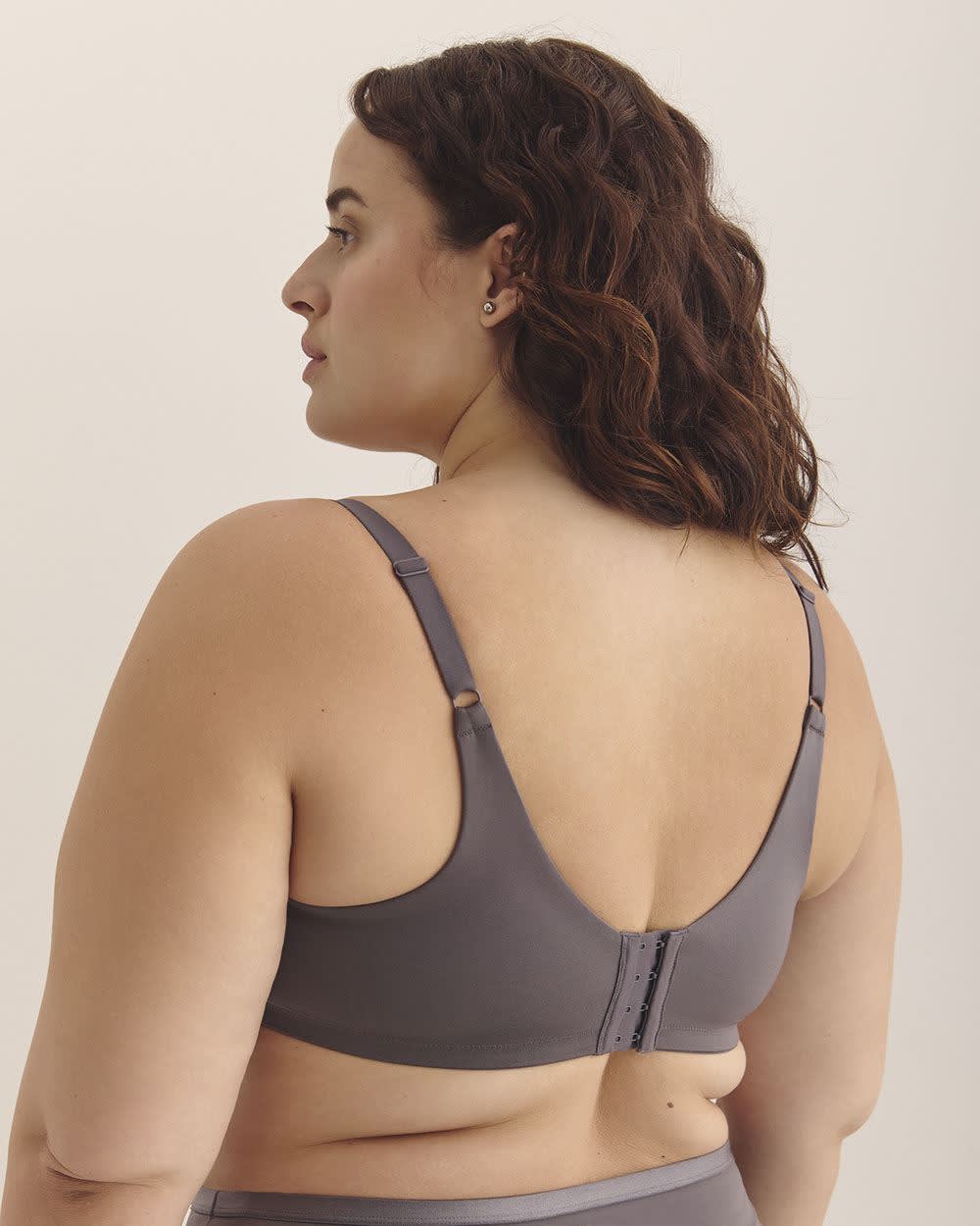 Grey Wireless Plunge Bra with Lace Cups - Déesse Collection