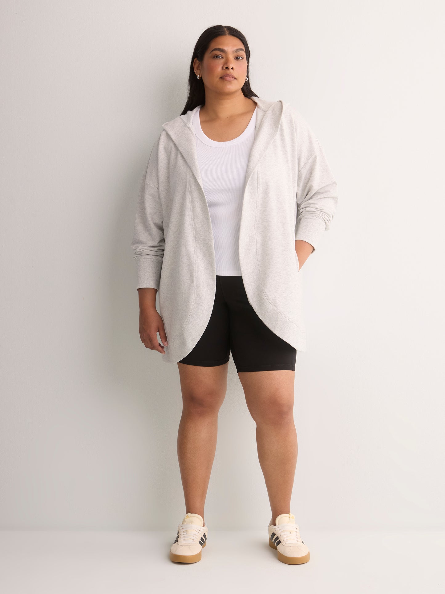 French Terry Hooded Open Cardigan - Active Zone