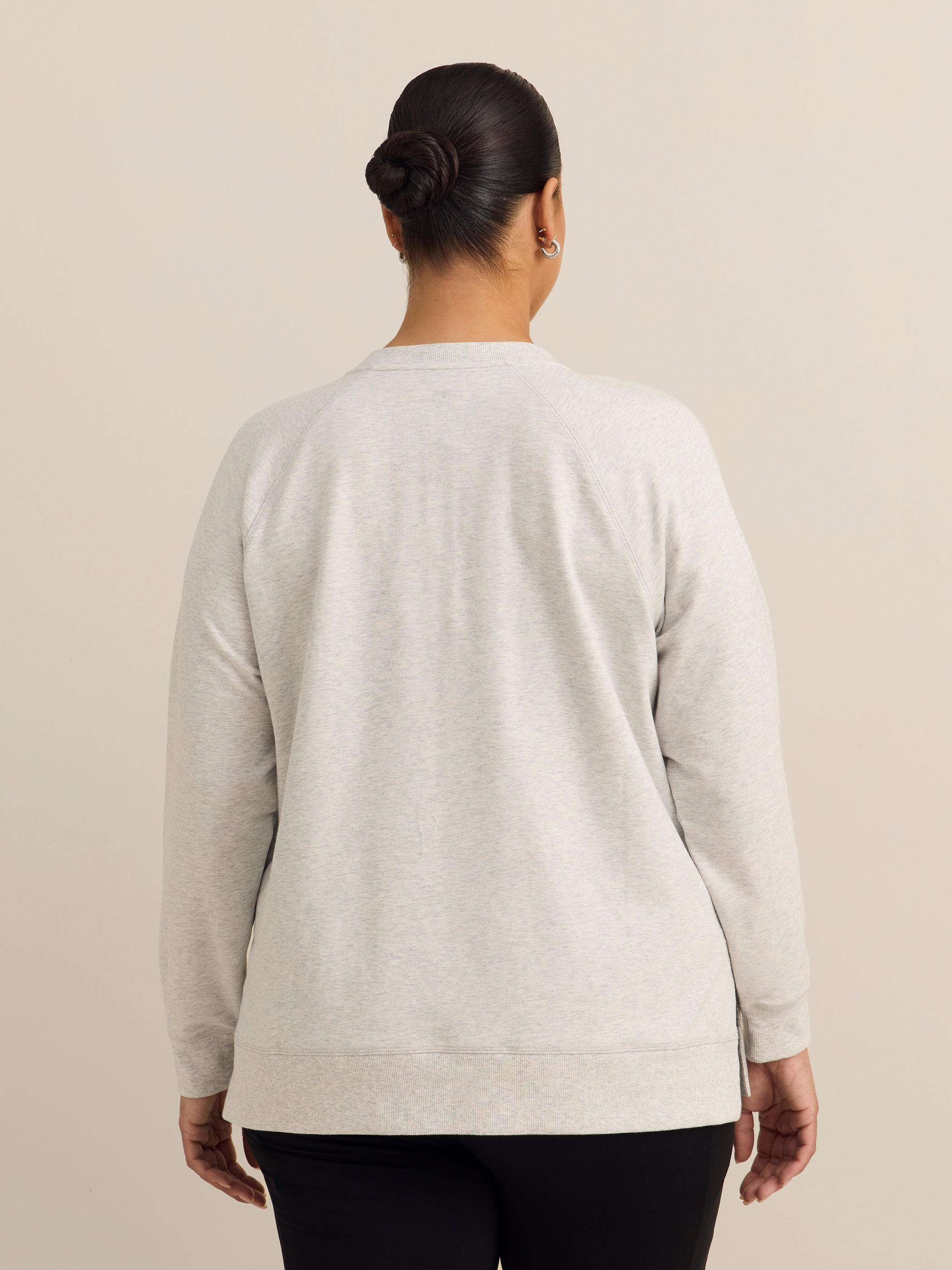 French Terry Henley Sweatshirt with Side Slits - ActiveZone