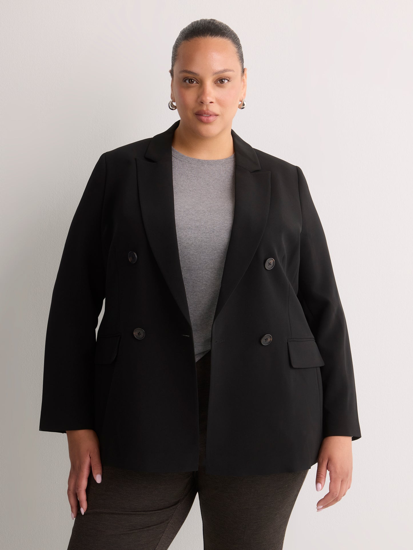 Black Double-Breasted City Blazer