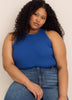 Fitted Halter-Neck Rib Knit Tank Top