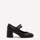 Extra Wide Width, Faux Leather High Block Heel Shoe with Double Strap