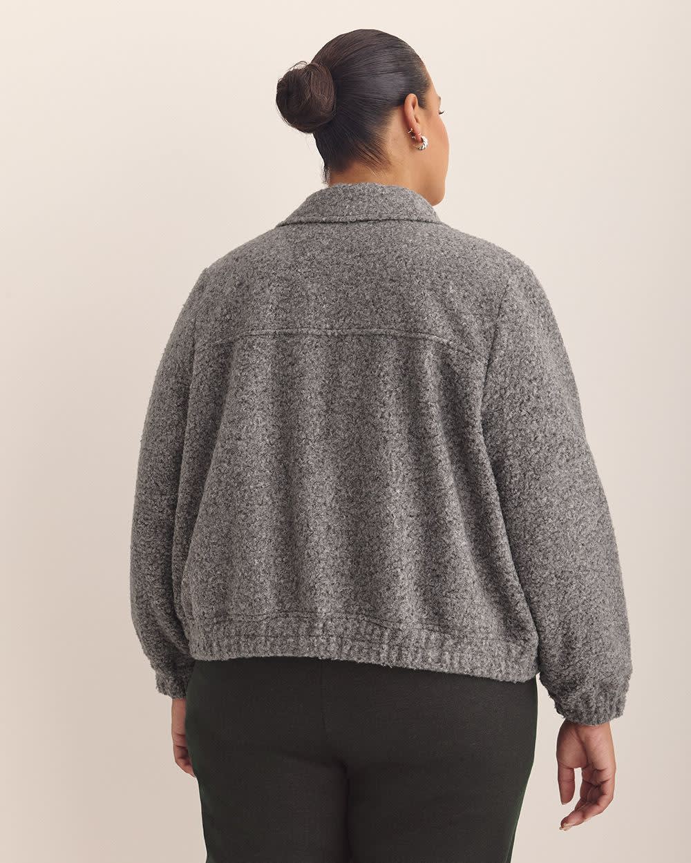 Blouson aviateur court en bouclé gris