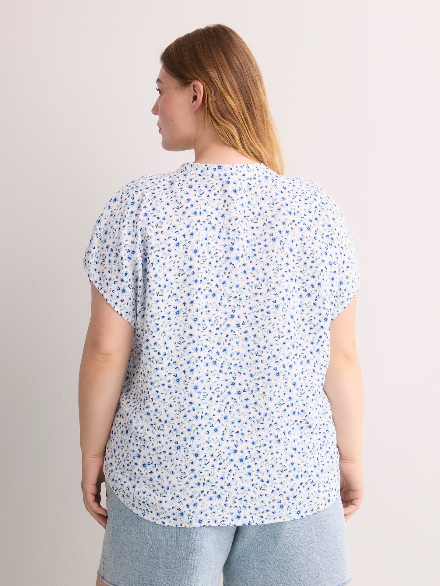 Split Neck Blouse with Extended Sleeves