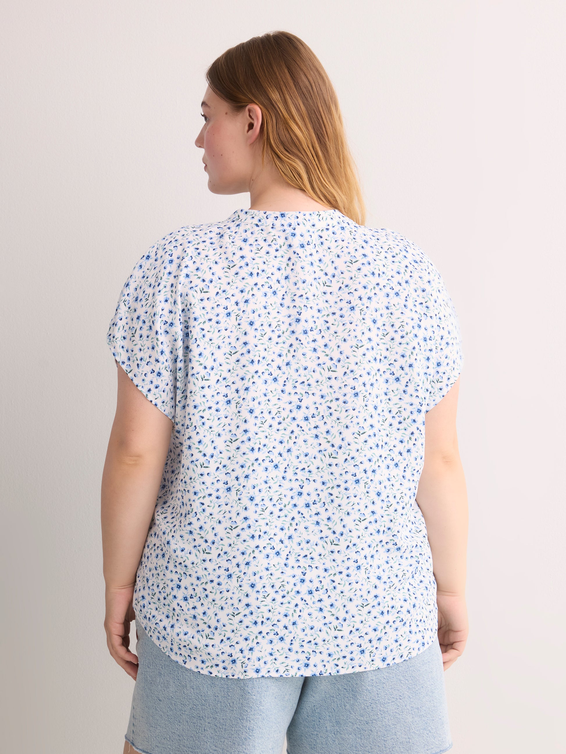 Split Neck Blouse with Extended Sleeves