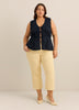 Flared Sleeveless V-Neck Tie-Front Smocked Blouse - Addition Elle
