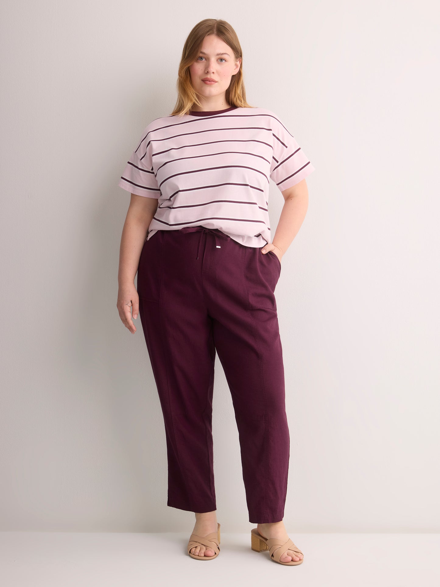 Linen Blend Tapered-Leg Pant