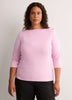 Fitted 3/4-Sleeve Boat-Neck Ribbed Knit Baby Tee