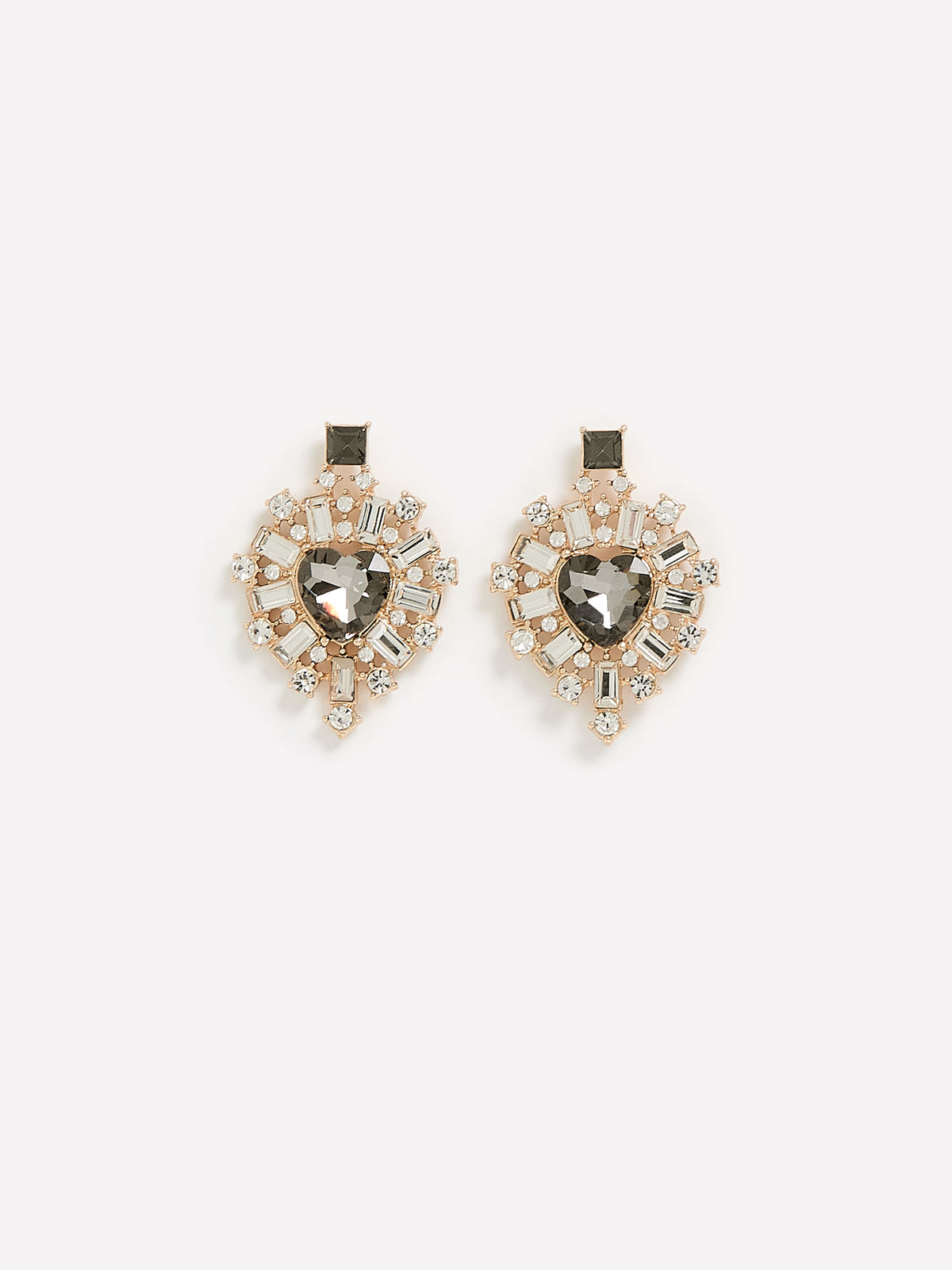 Heart-Shape Stone Pendant Earrings