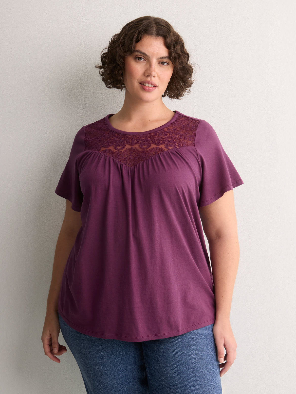 Slight Swing Top with Embroidered Yoke