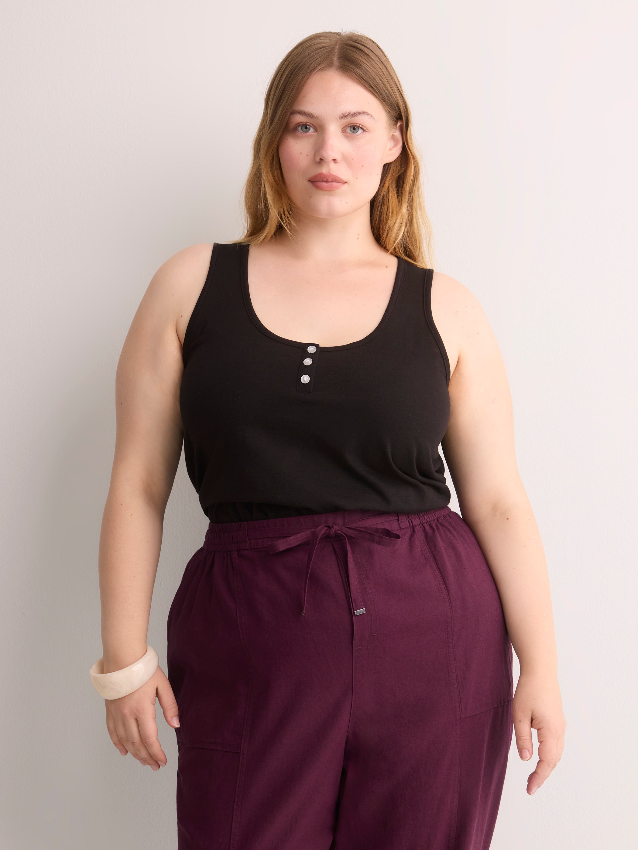 Straight Henley Tank Top