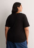 Straight Elbow-Sleeve Ribbed Knit Henley Top