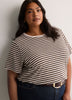 Curvy-Fit White Rugby Striped Short-Sleeve Crew-Neck Tee