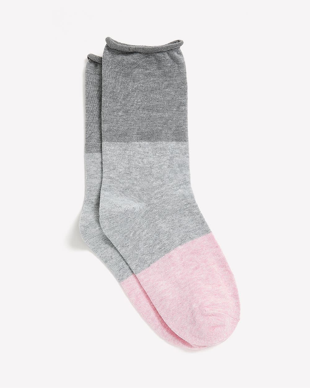 Chaussettes à blocs de couleur avec rebord roulé