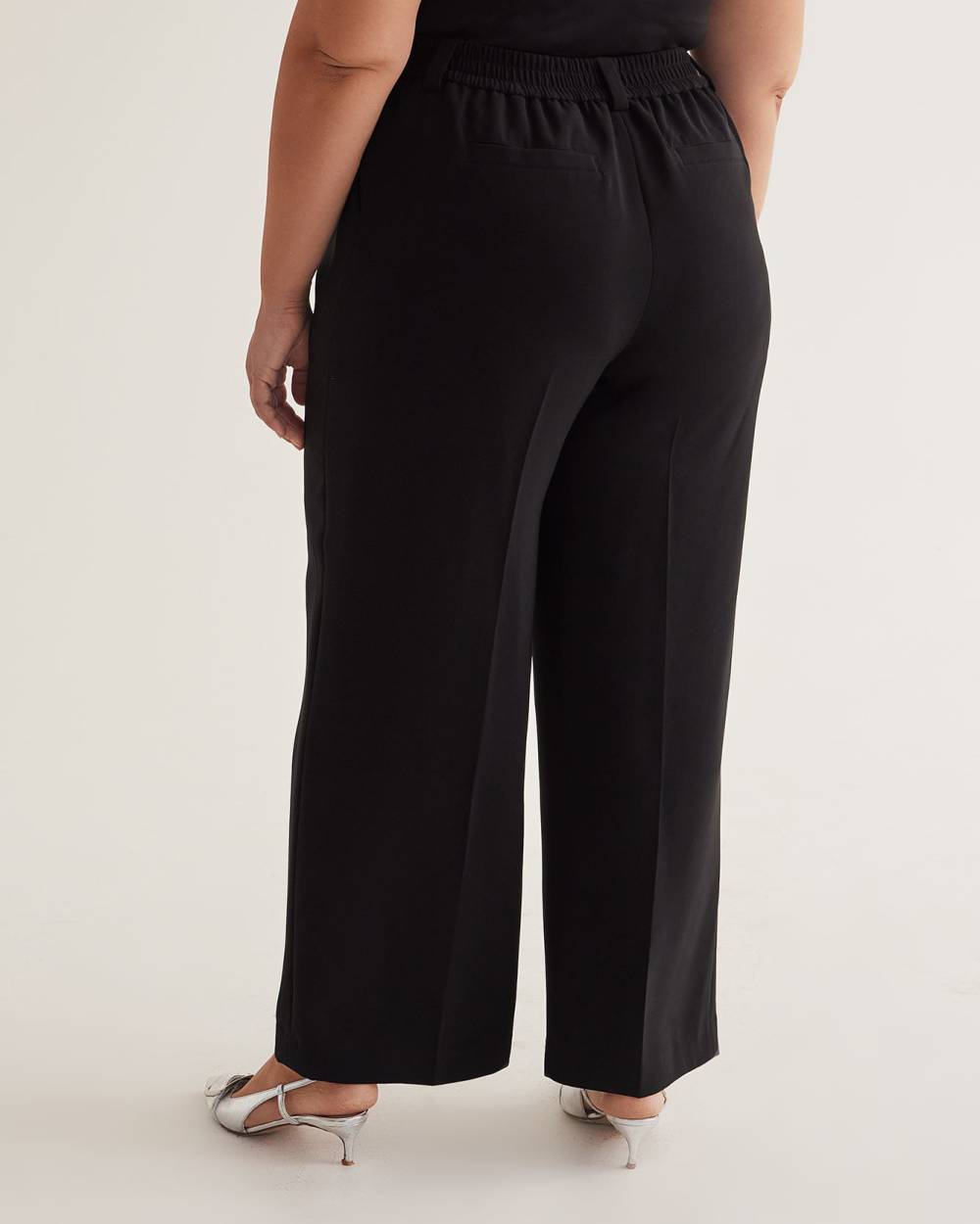 Petite, Black Wide-Leg City Pant