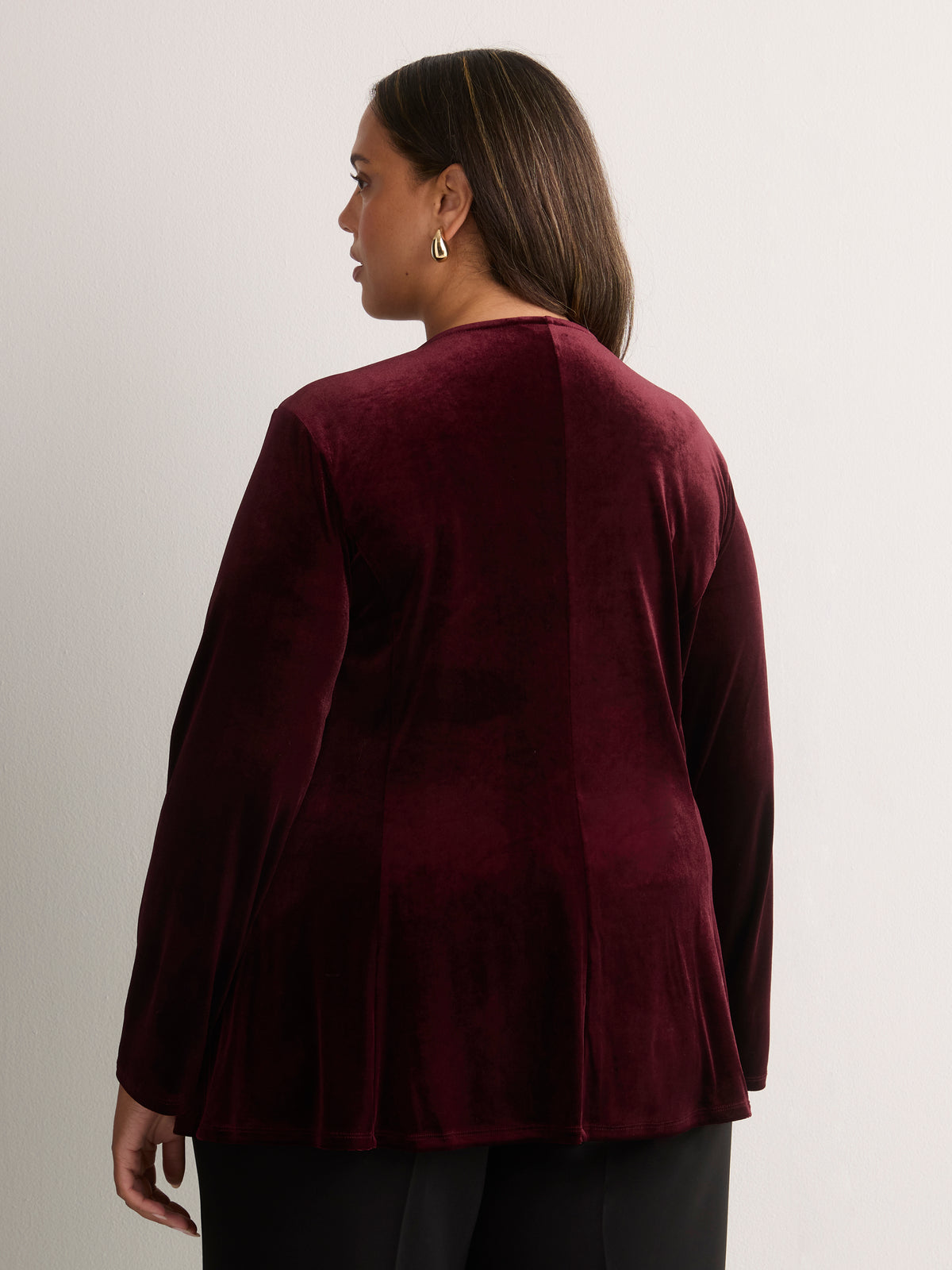 Fit-and-Flare Tie-Front Velvet Cardigan