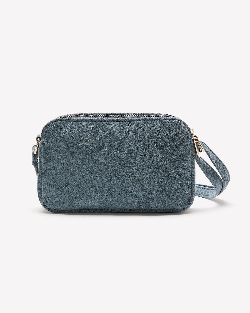 Coloured Suede Double-Zip Crossbody Bag