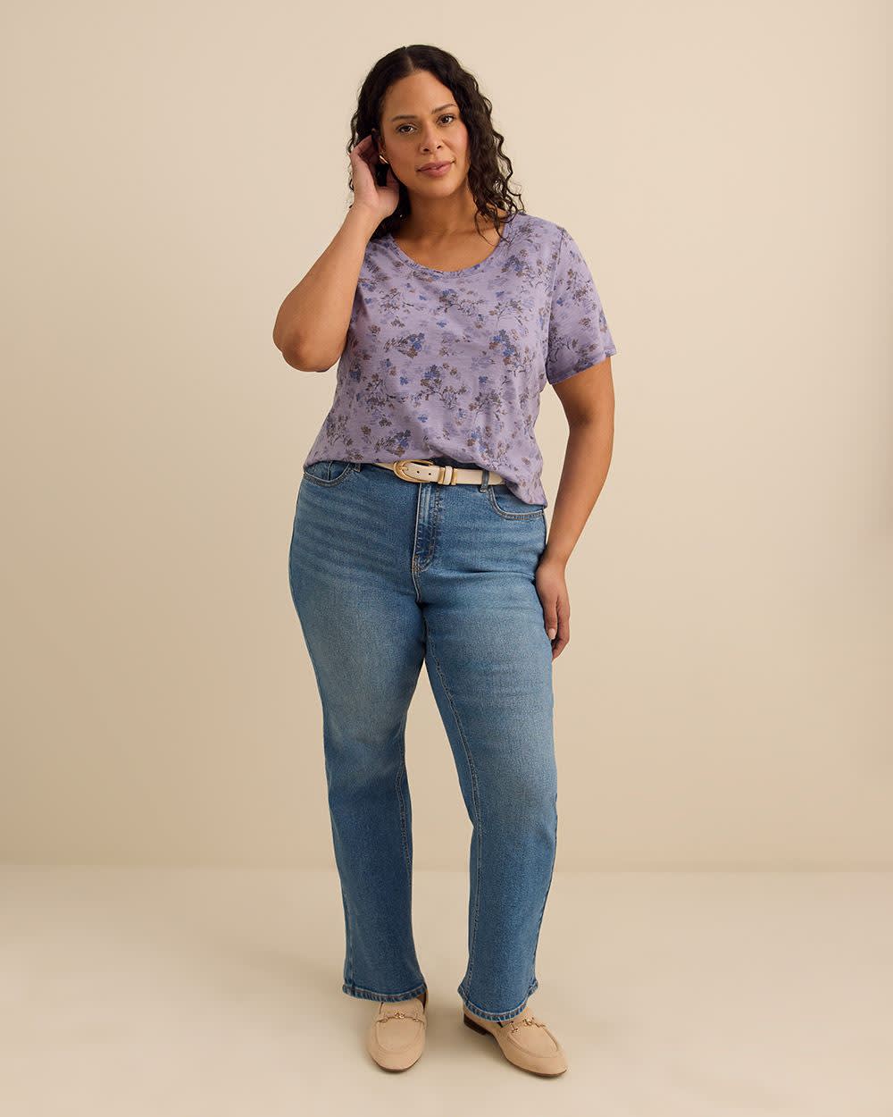 T-shirt coupe galbée à col rond 