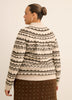 Pull marron à  col montant avec motif Fair Isle