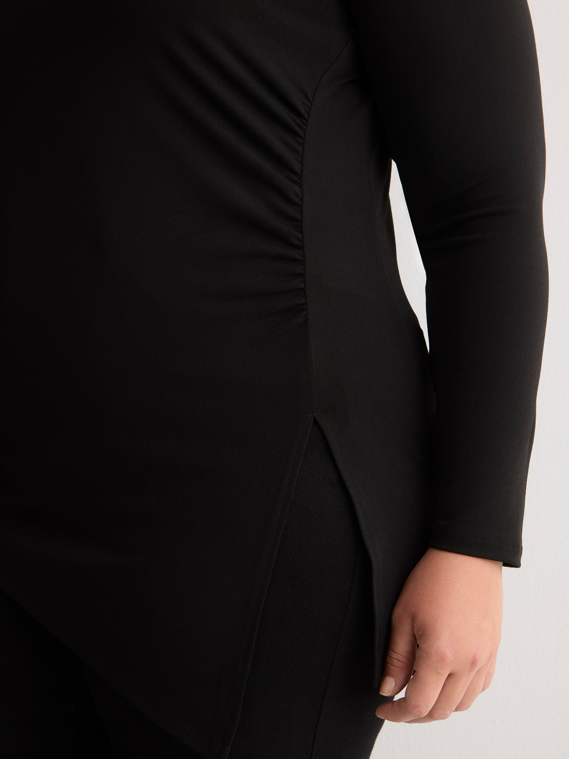 Asymmetric Ruched Knit Shirt
